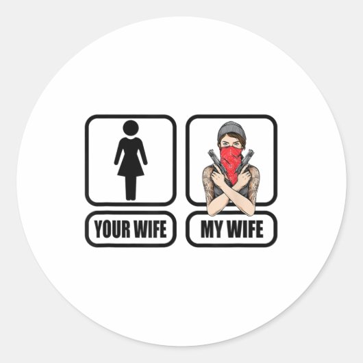 Mens Your Wife – 私の妻タトゥー_銃 – 父親D ラウンドシール (正面)
