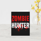 Mens Zombie Hunter Scary Halloween  カード (黄色い花)