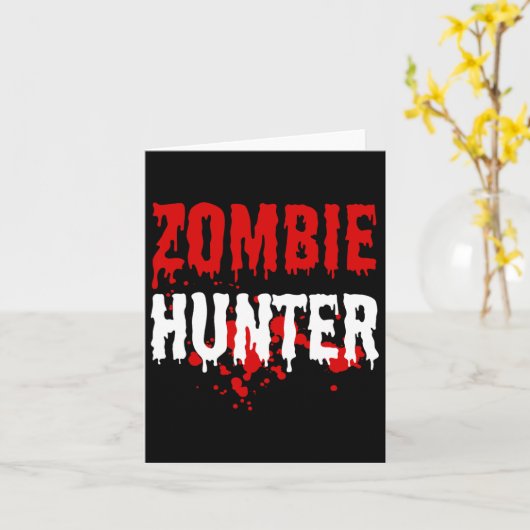 Mens Zombie Hunter Scary Halloween  カード (黄色い花)