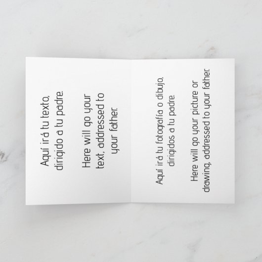 Mensajes para papá. Messages for dad. カード (内部)