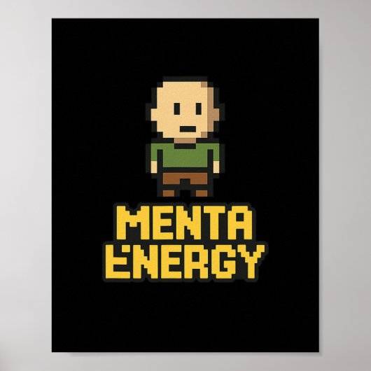 Menta Energy Pixel Gamer Funny Graphic Tee  ポスター (正面)