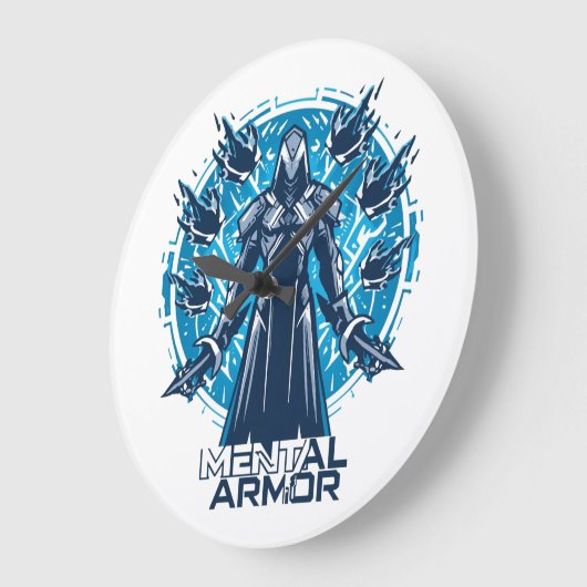 Mental Armor - Hoodie Warrior Figure ラージ壁時計 (傾斜)