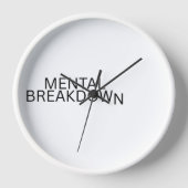 Mental Breakdown Silent Typography Wall Clock 壁時計 (正面)