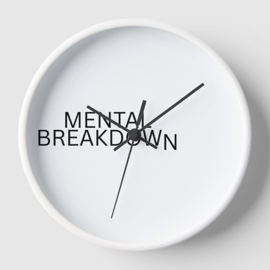 Mental Breakdown Silent Typography Wall Clock 壁時計 (正面)