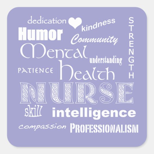 Mental Healthナースプライド属性 – 薄紫 スクエアシール (正面)