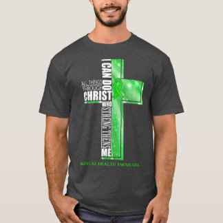 Mental Health Awareness Christian Cross Ribbon 334 Tシャツ