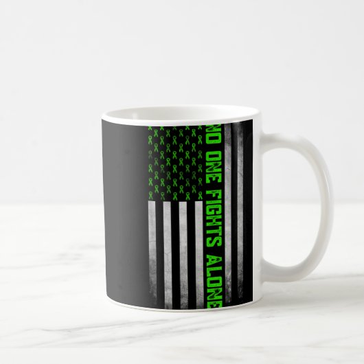Mental Health Awareness Green Ribbon American Flag コーヒーマグカップ (右)