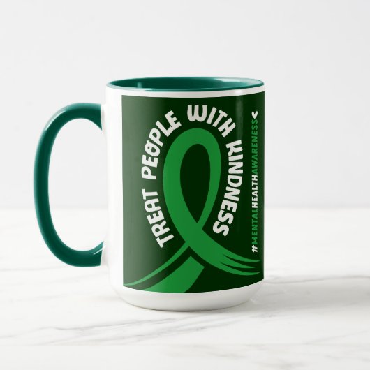 Mental Health Awareness Green Ribbon Causes Kind マグカップ (左)