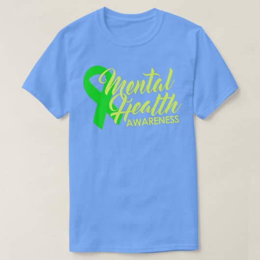 Mental Health Awareness Green Ribbon  Tシャツ (デザイン正面)