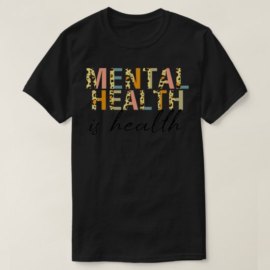 Mental Health Awareness Leopard Graphic Pastel Col Tシャツ (デザイン正面)