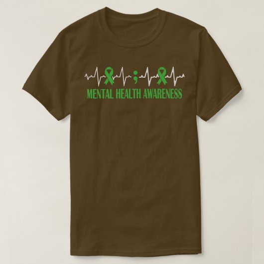 Mental Health Awareness Month Green Ribbon Pulse H Tシャツ (デザイン正面)
