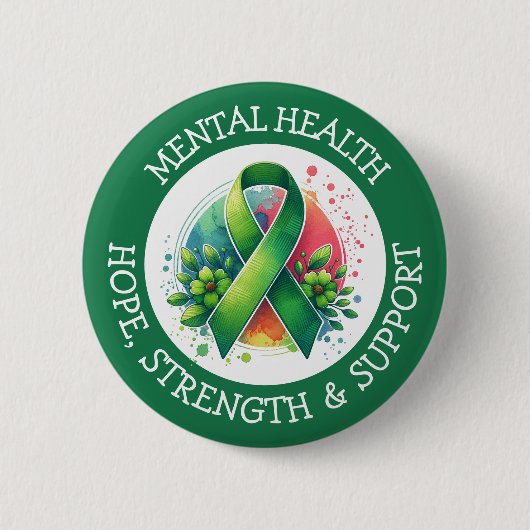 Mental Health Awareness - Support Strength Support 缶バッジ (正面)