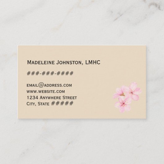 Mental Health Counselor Cherry Blossom Sakura  名刺 (裏面)