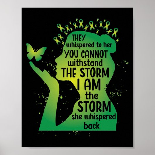 Mental Health Green Ribbon Butterfly ポスター (正面)