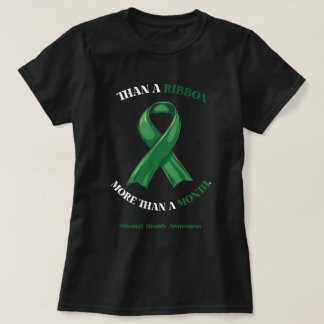 Mental Health Green Ribbon Long-Term Support Art Tシャツ