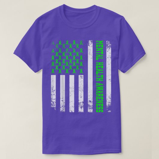 Mental Health Matters Awareness Month American Fla Tシャツ (デザイン正面)