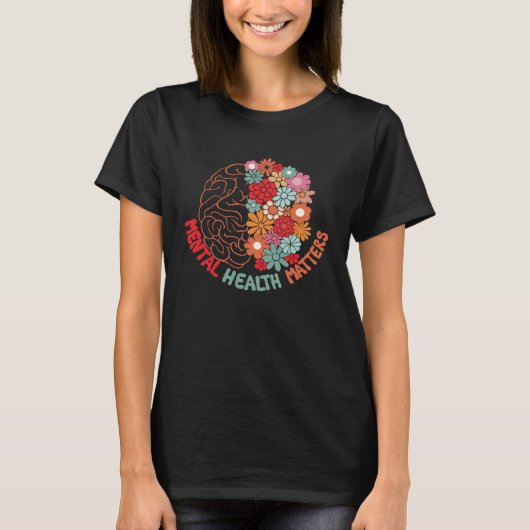 Mental Health Matters Brain Flower Awareness Kid M Tシャツ (正面)