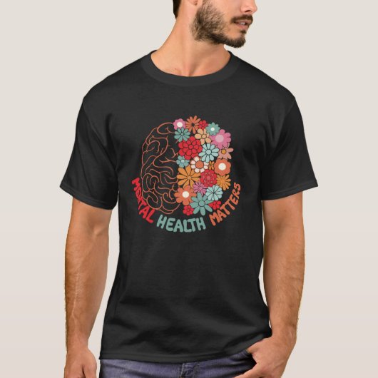 Mental Health Matters Brain Flower Awareness Kid M Tシャツ (正面)