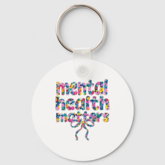 🌸 Mental Health Matters Floral Design キーホルダー (正面)