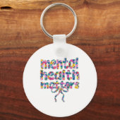 🌸 Mental Health Matters Floral Design キーホルダー (正面)