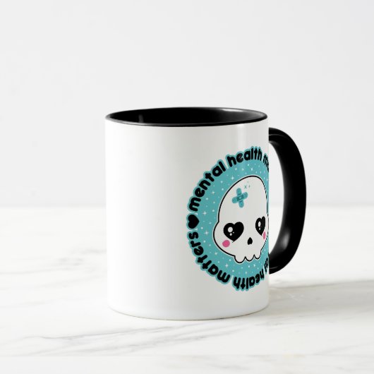 Mental Health Matters Kawaii Skull マグカップ (正面右)