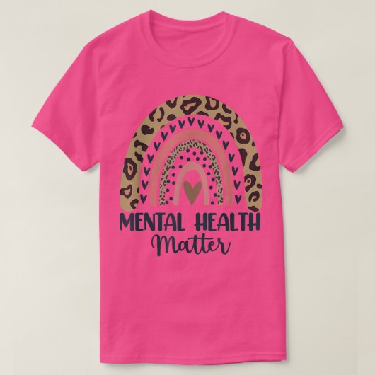 Mental Health Matters Leopard Print Boho Rainbow A Tシャツ (デザイン正面)