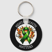 Mental Health Matters Pop Art Green Ribbon キーホルダー (裏面)