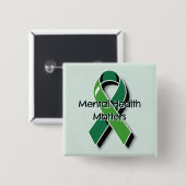 Mental Health Matters Pop Art Green Ribbon 缶バッジ (正面&裏面)