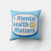 Mental Health Matters Quote - Modern Blue & Yellow クッション (裏面)