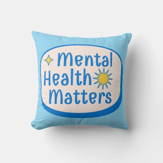 Mental Health Matters Quote - Modern Blue & Yellow クッション (正面)