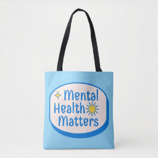 Mental Health Matters Quote - Modern Blue & Yellow トートバッグ