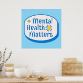 Mental Health Matters Quote - Modern Blue & Yellow ポスター (キッチン)