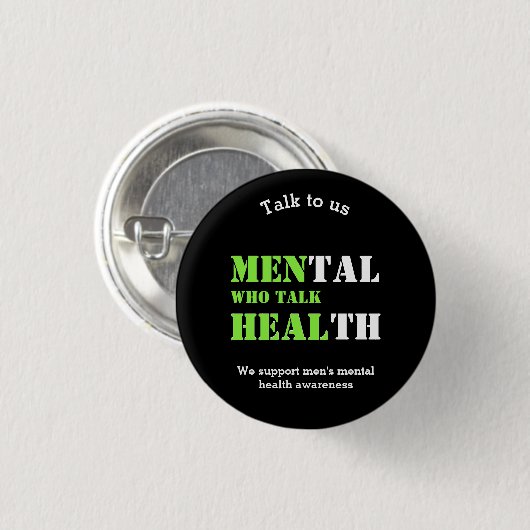 Mental Health MEN WHO TALK HEAL Customized Text 缶バッジ (正面&裏面)