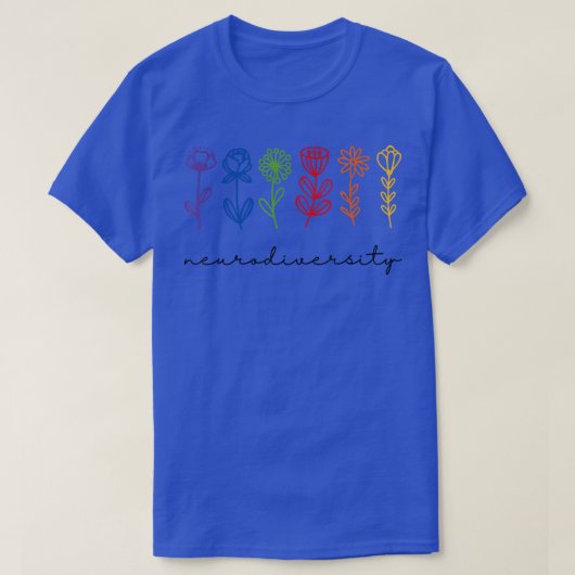 Mental Health Neurodiversity ADHD Floral Rainbow W Tシャツ (デザイン正面)