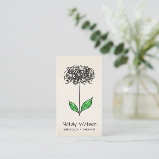 Mental Health Scribble to Growth Sprout Therapist 名刺 (スタンド正面)