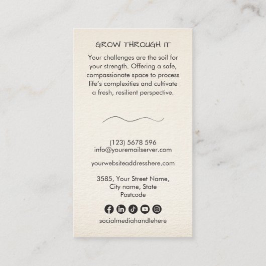 Mental Health Scribble to Growth Sprout Therapist 名刺 (裏面)