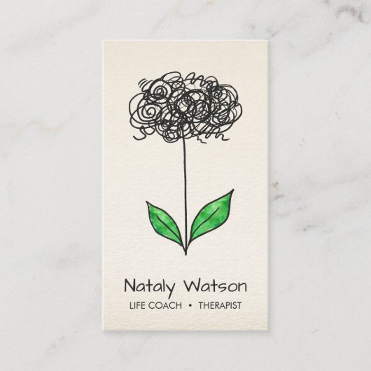 Mental Health Scribble to Growth Sprout Therapist 名刺 (正面)