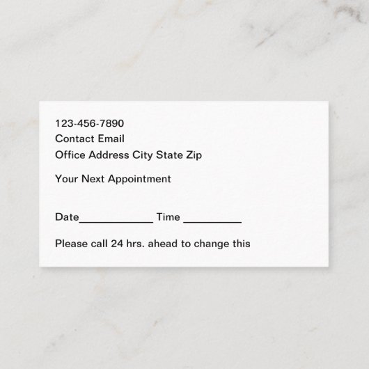 Mental  Health Services Office Appointment Cards 名刺 (裏面)