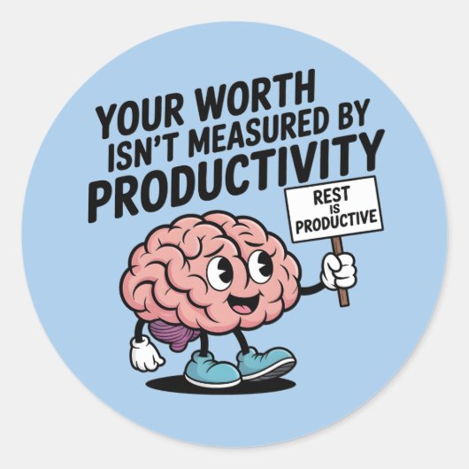 Mental Health Sticker – Self-Care, Rest & Worth ラウンドシール (正面)
