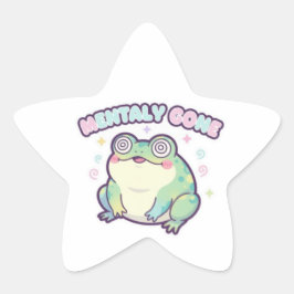 Mentally Gone Frog Sticker Cute Dizzy Frog Meme Ka 星シール