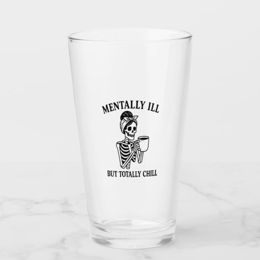Mentally Ill but Totally Chill Halloween タンブラーグラス (正面)