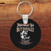 Mentally Ill But Totally Chill Skeleton Halloween  キーホルダー (正面)