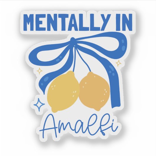 Mentally in Amalfi Blue Coquette Bow Lemon シール (正面)