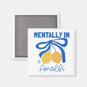 Mentally in Amalfi Blue Coquette Bow Lemon マグネット (正面/裏面)