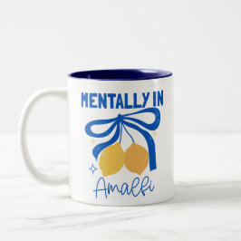 Mentally in Amalfi Italy Blue Coquette Lemon ツートーンマグカップ