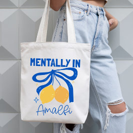 Mentally in Amalfi Italy Blue Coquette Lemon トートバッグ