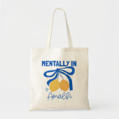 Mentally in Amalfi Italy Blue Coquette Lemon トートバッグ (正面)