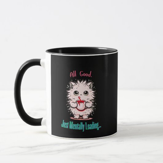 Mentally Loading… | かわいい日常ユーモア マグカップ (左)