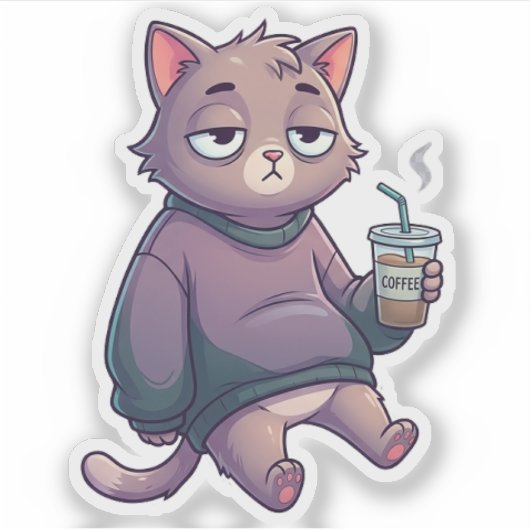 Mentally Offline Cat シール (正面)