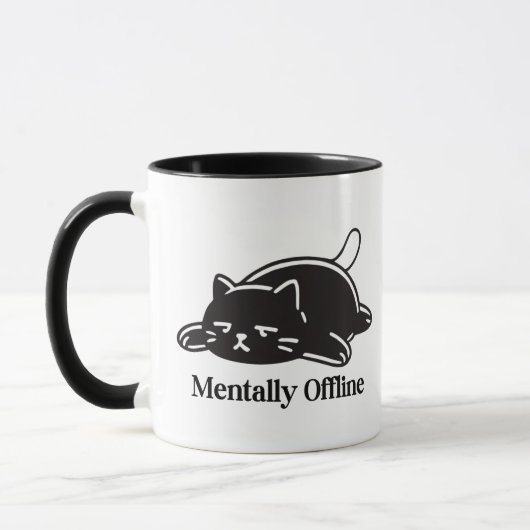 Mentally Offline Funny Introvert Mood Design マグカップ (左)